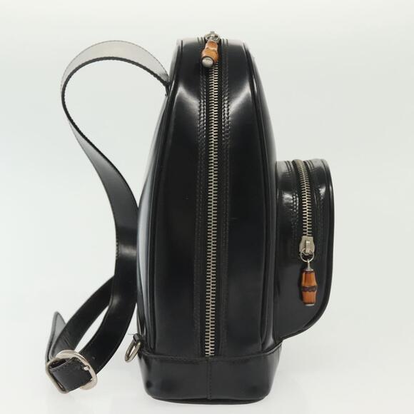 GUCCI Bamboo Body Bag Patent Leather Black Silver 003 3444 003 3444 - Picture 5 of 13